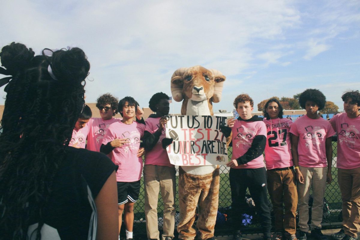 junior boys pose with Rodney the ram!